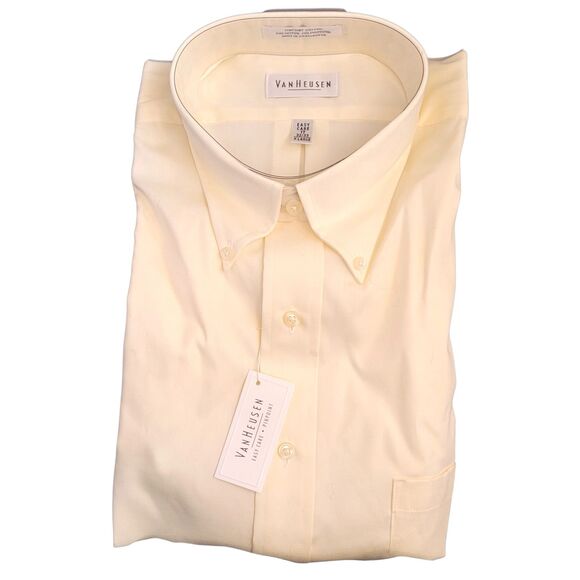 Van Heusen Men’s Wrinkle-Free Dress Shirt XL 17 32/33 Off-White Cream - Picture 1 of 4
